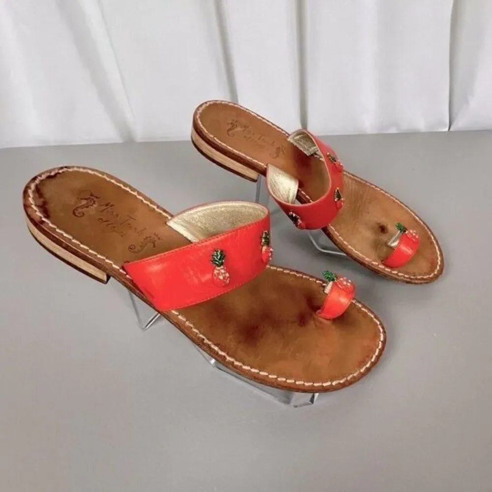 MISS TRISH OF CAPRI WOMENS SANDALS SIZE 41/8.5 ORANGE STRAP